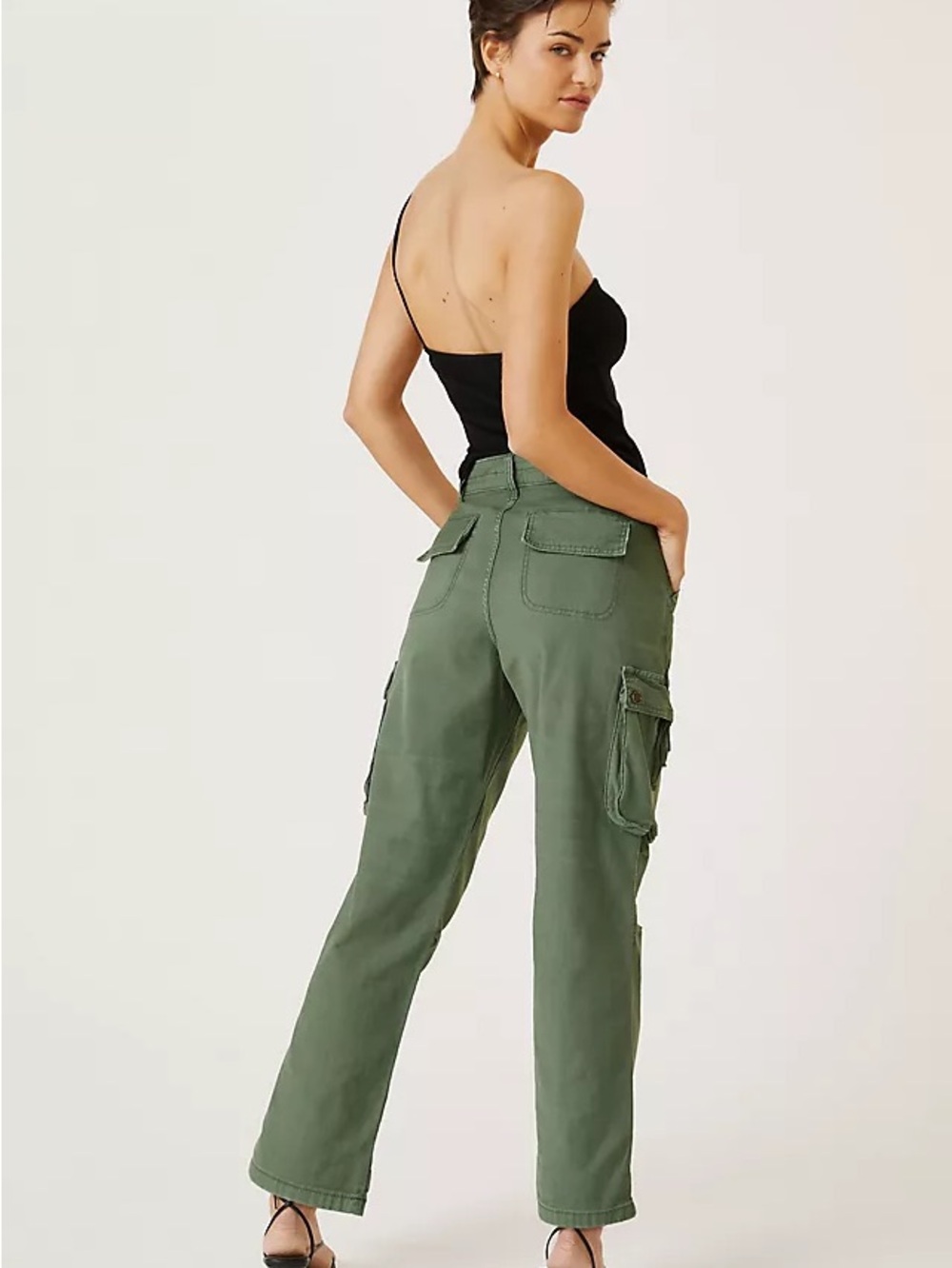 Pilcro Olive Green Wide-Leg Cargo Pants